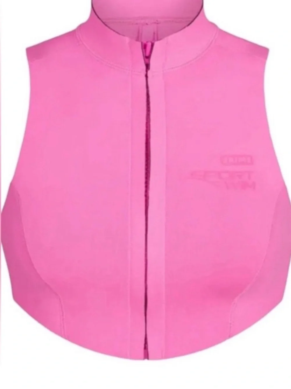 SKIMS Sport Swim Mock Neck Top Taffy Pink Size 4X Zip Front NWT